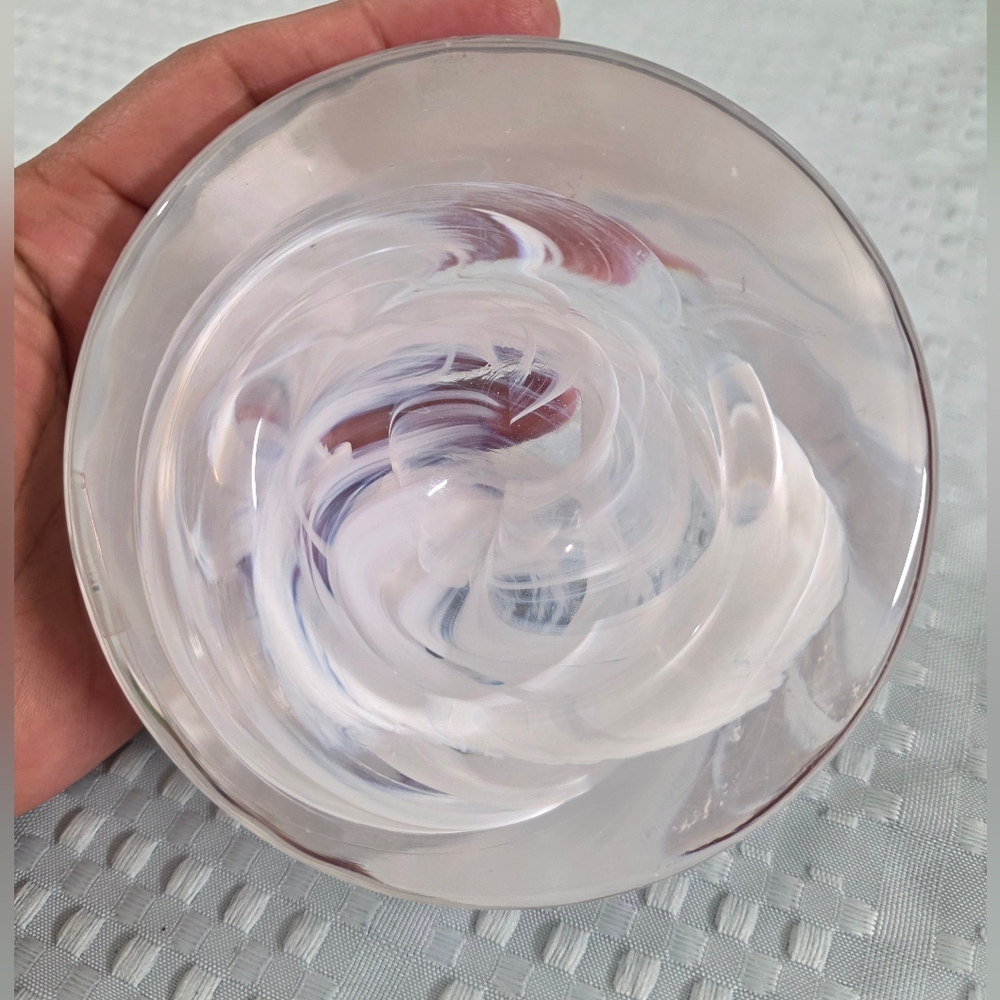 Vintage Kosta Boda White Swirl Votive Candle Holder